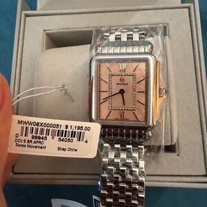Michele Two-Tone Silver and Rose Gold Watch